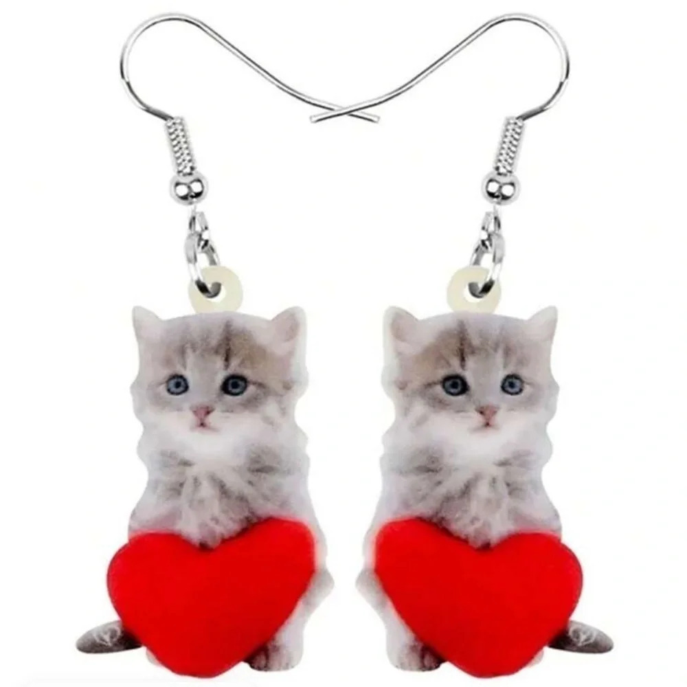 New! Cute cat earrings for car lovers